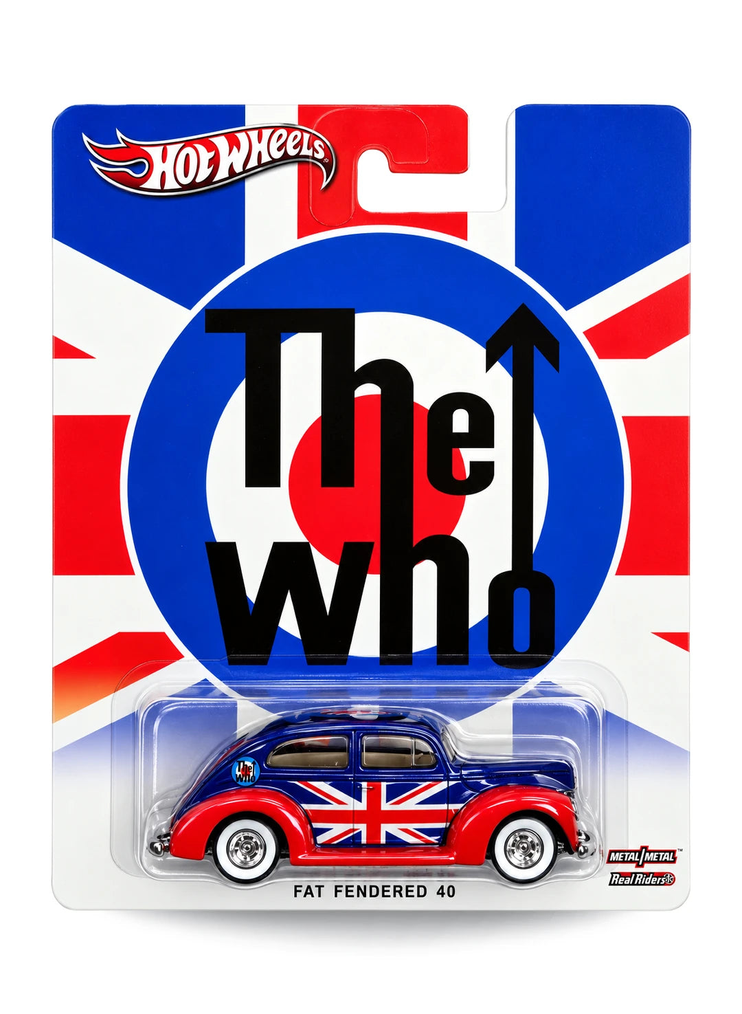 Hot Wheels Pop Culture 2013 Rock Live Nation The Who Fat Fendered '40 1:64 scale diecast car mint on its original Union Jack blister card.