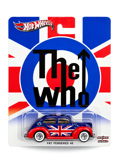 Hot Wheels Pop Culture 2013 Rock Live Nation The Who Fat Fendered '40 1:64 scale diecast car mint on its original Union Jack blister card.