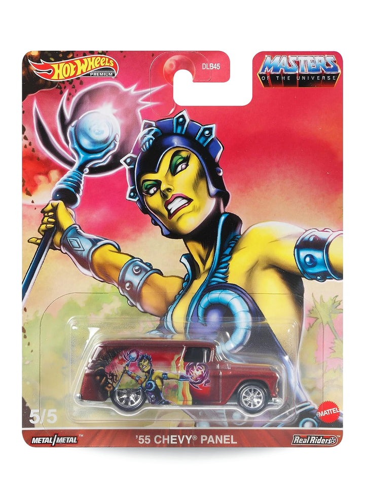 Hot Wheels Pop Culture Masters of the Universe Evil-Lyn '55 Chevy Panel 1:64 scale premium diecast truck mint on original magic energy blister card.