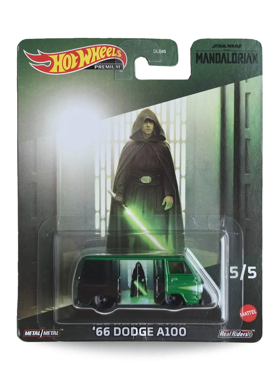 Hot Wheels Pop Culture Star Wars The Mandalorian '66 Dodge A100 1:64 scale premium diecast van mint on Luke Skywalker Jedi card.