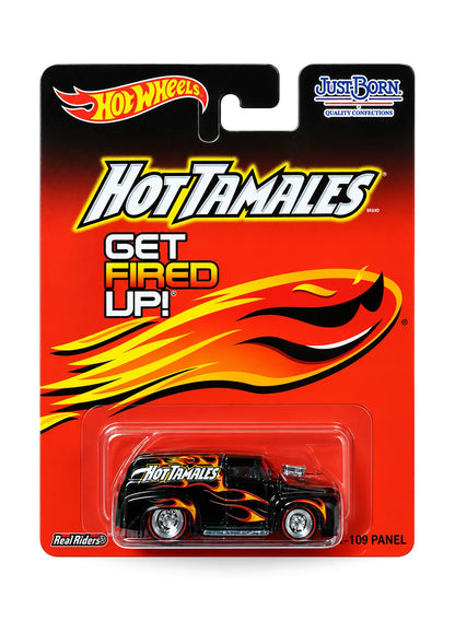 Hot Wheels Pop Culture Just Born Hot Tamales '56 Ford F-100 Panel 1:64 scale diecast truck mint on its original branded blister card.