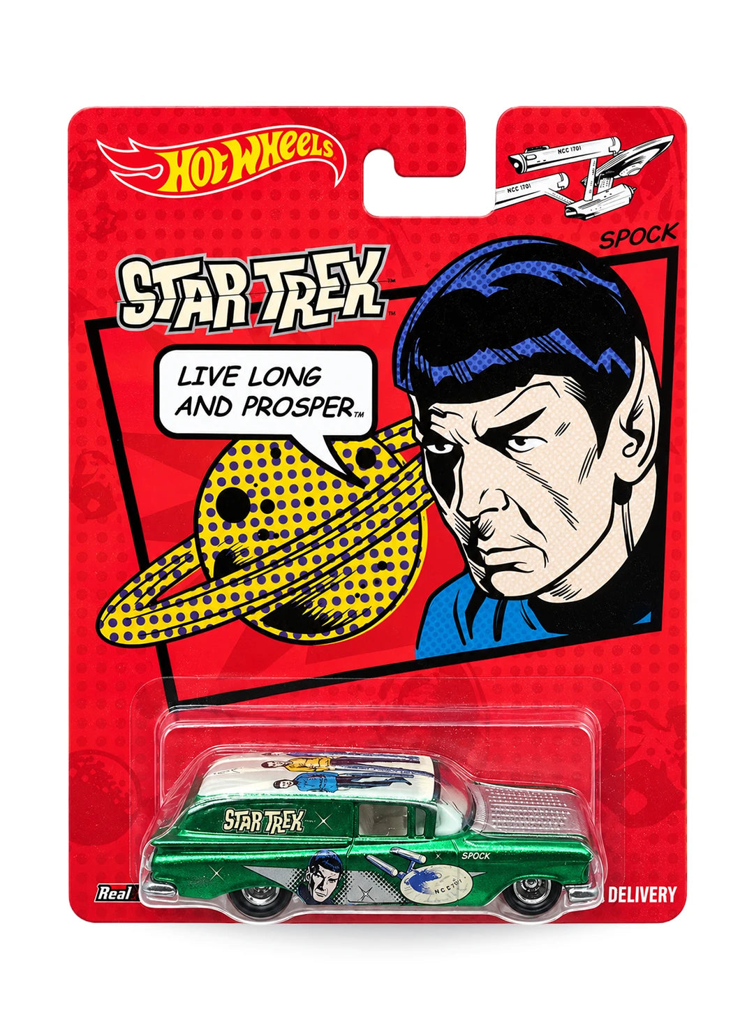 Hot Wheels Pop Culture Star Trek '56 Chevy Nomad Delivery 1:64 scale diecast car mint on its original Mr. Spock blister card.