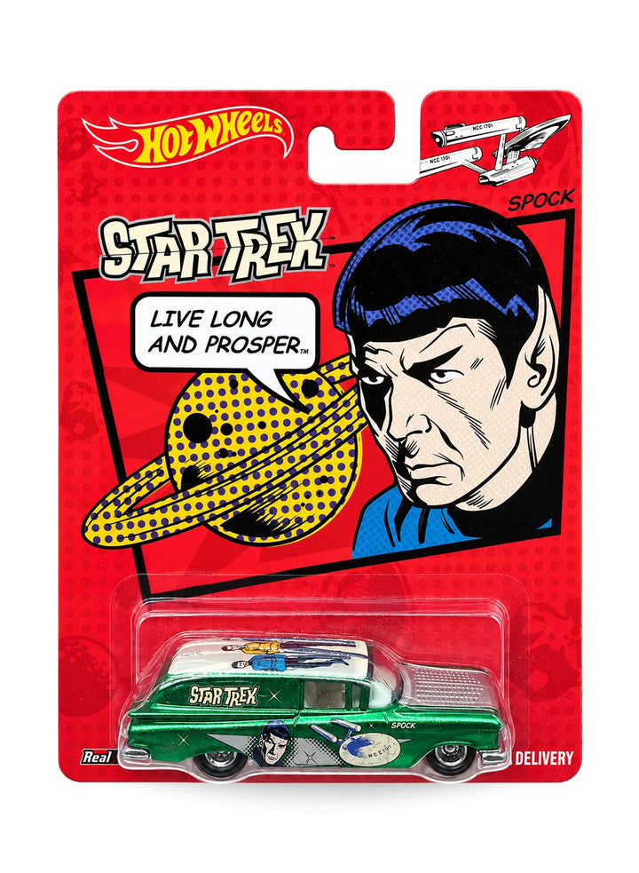 Hot Wheels Pop Culture Star Trek '56 Chevy Nomad Delivery 1:64 scale diecast car mint on its original Mr. Spock blister card.