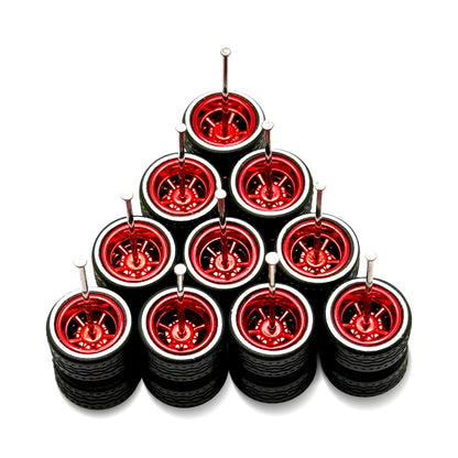 5 Sets Cragar Red White Line Electroplated 11mm / 11mm