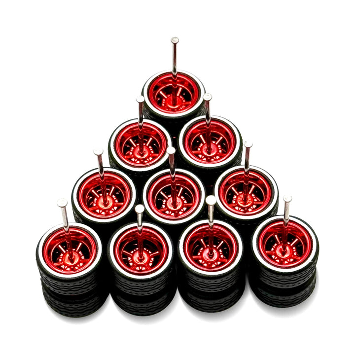 5 Sets Cragar Red White Line Electroplated 11mm / 11mm