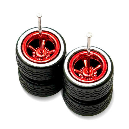 5 Sets Cragar Red White Line Electroplated 11mm / 11mm