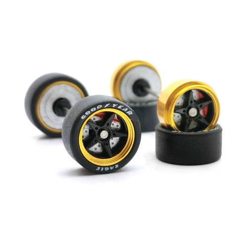 5 Spoke Alloy Black + Gold Lip with Fixed Brake Calipers 11mm