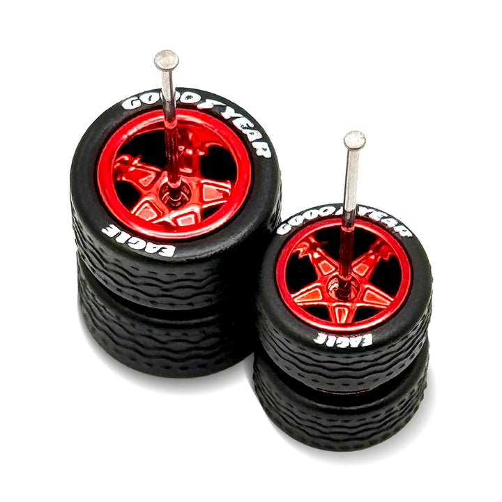 5 Star Staggered 10mm / 12mm Red + Lettered Tire