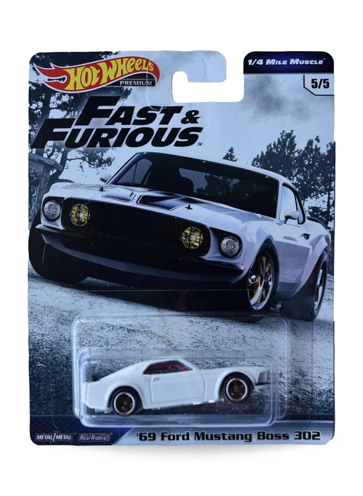 Hot Wheels Fast & Furious Premium Series 1/4 Mile Muscle 2019 Ford '69 Mustang Boss 302 1:64 – White