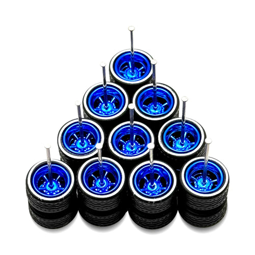 5x Sets Cragar Blue White Line Electroplated 11mm / 11mm