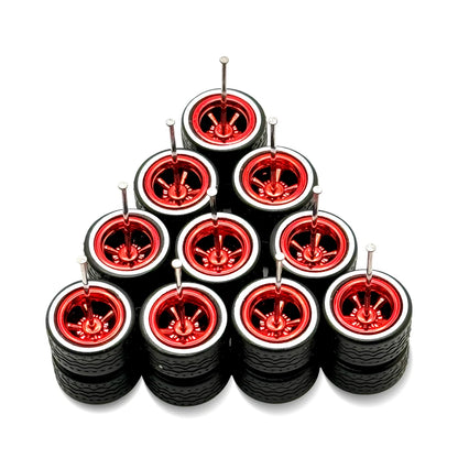 5x Sets Cragar Red White Line Electroplated 13mm / 13mm