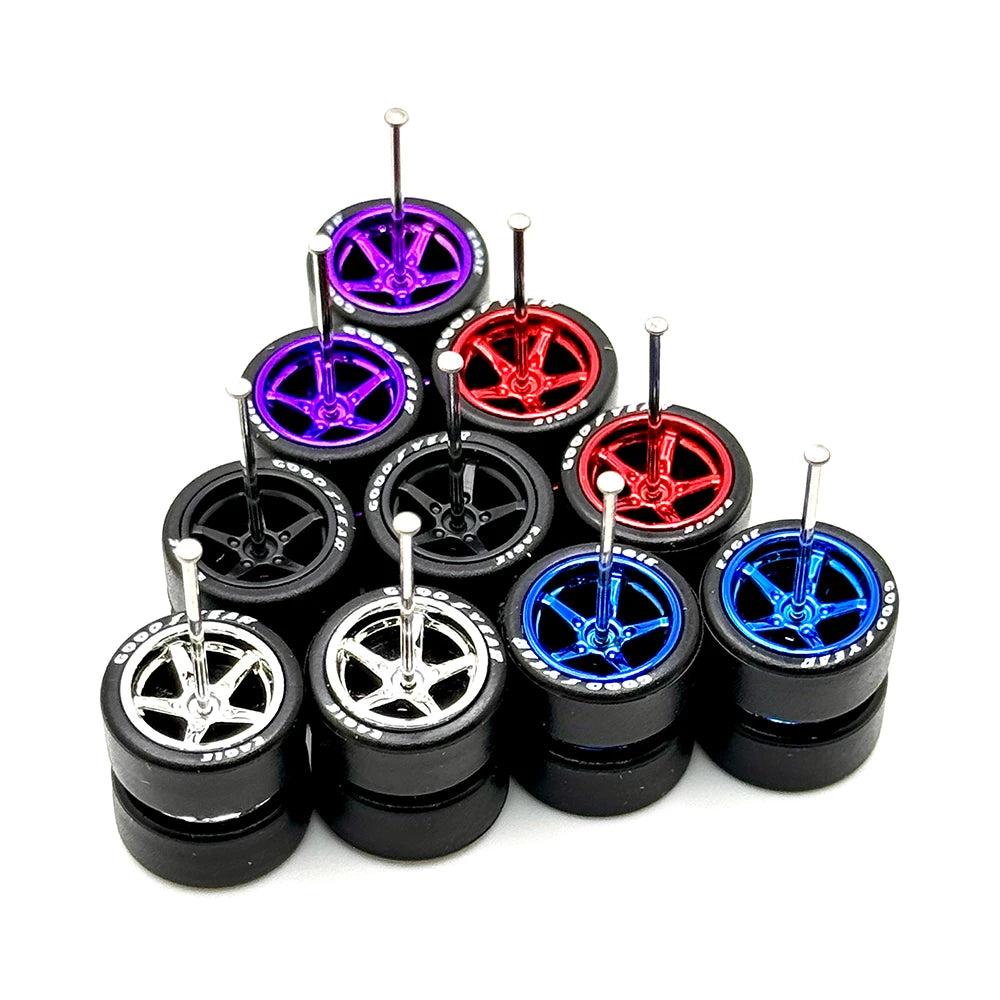 5x Sets Letter Mix Advan 11mm for Hot Wheels 1/64 Wheel Kits with Short Fit Axle