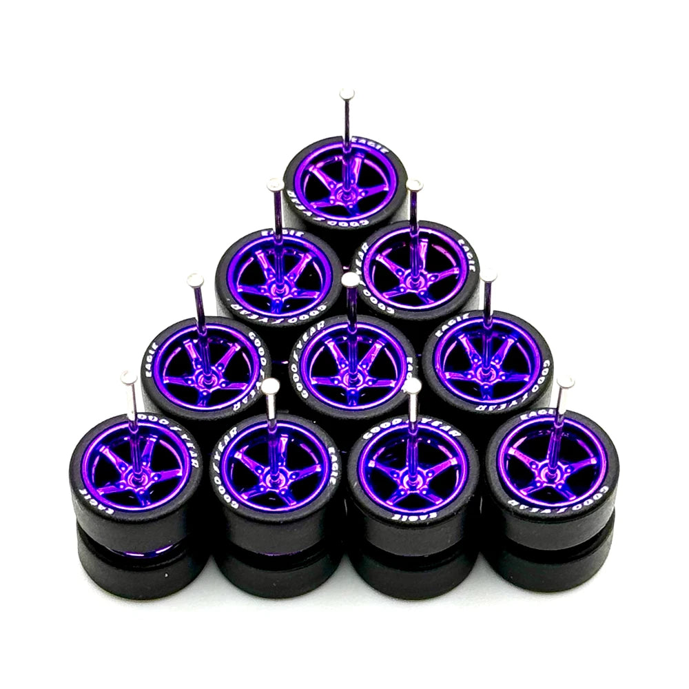 5x Sets Lettered Purple Advan v2 11mm for Hot Wheels 1/64 Scale SHORT AXLES