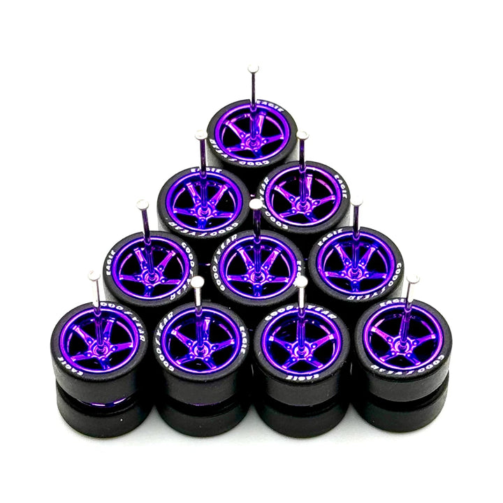 5x Sets Lettered Purple Advan v2 11mm for Hot Wheels 1/64 Scale SHORT AXLES