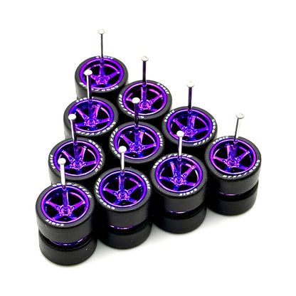 5x Sets Lettered Purple Advan v2 11mm for Hot Wheels 1/64 Scale SHORT AXLES