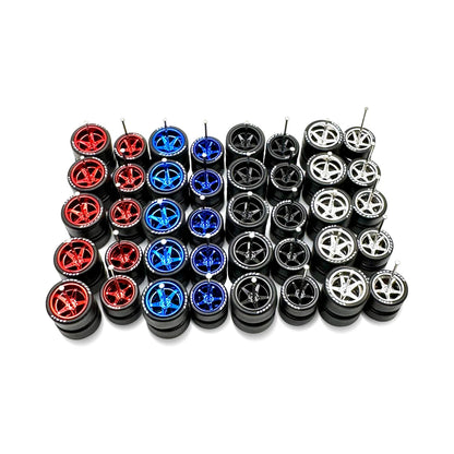 5x Sets Mix Advan 11/13mm for Hot Wheels Muscle Cars 1/64 Wheel Kits with Axles