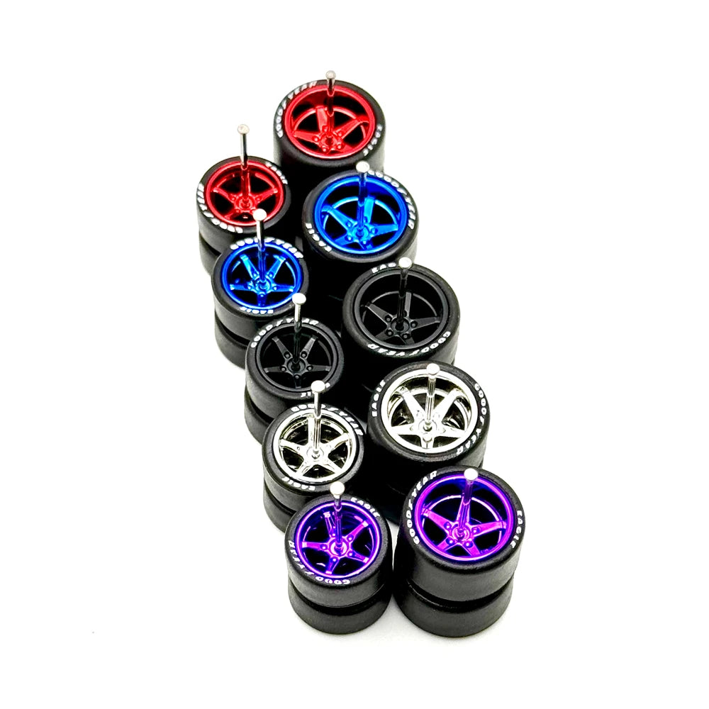 5x Sets Mix Advan V2 11/13mm for Hot Wheels Cars 1/64 Wheel Kits with Axles