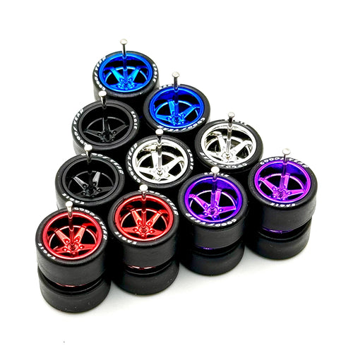 5x Sets Mixed Advan 13mm for Hot Wheels 07 Silverado 1/64 Wheel Kits with Axles