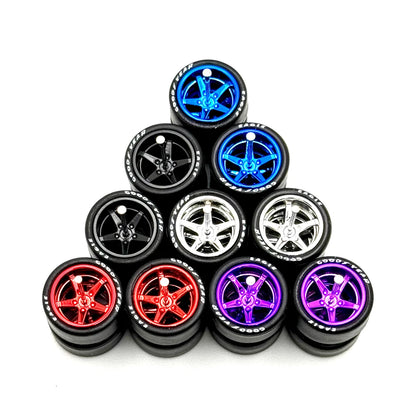 5x Sets Mixed Advan 13mm for Hot Wheels 07 Silverado 1/64 Wheel Kits with Axles