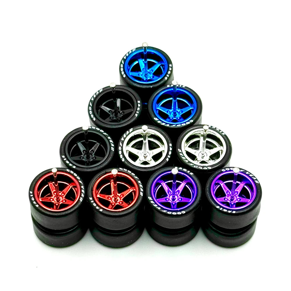 5x Sets Mixed Advan 13mm for Hot Wheels 07 Silverado 1/64 Wheel Kits with Axles