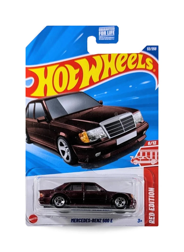 Hot Wheels Red Edition 2025 Mercedes-Benz 500 E 1:64 Metalflake Maroon