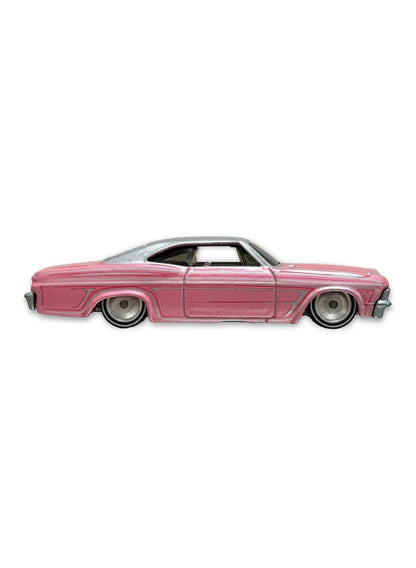 Hot Wheels GM Garage 2011 Chevrolet '65 Chevy Impala 1:64 – Pink With Grey Stripes