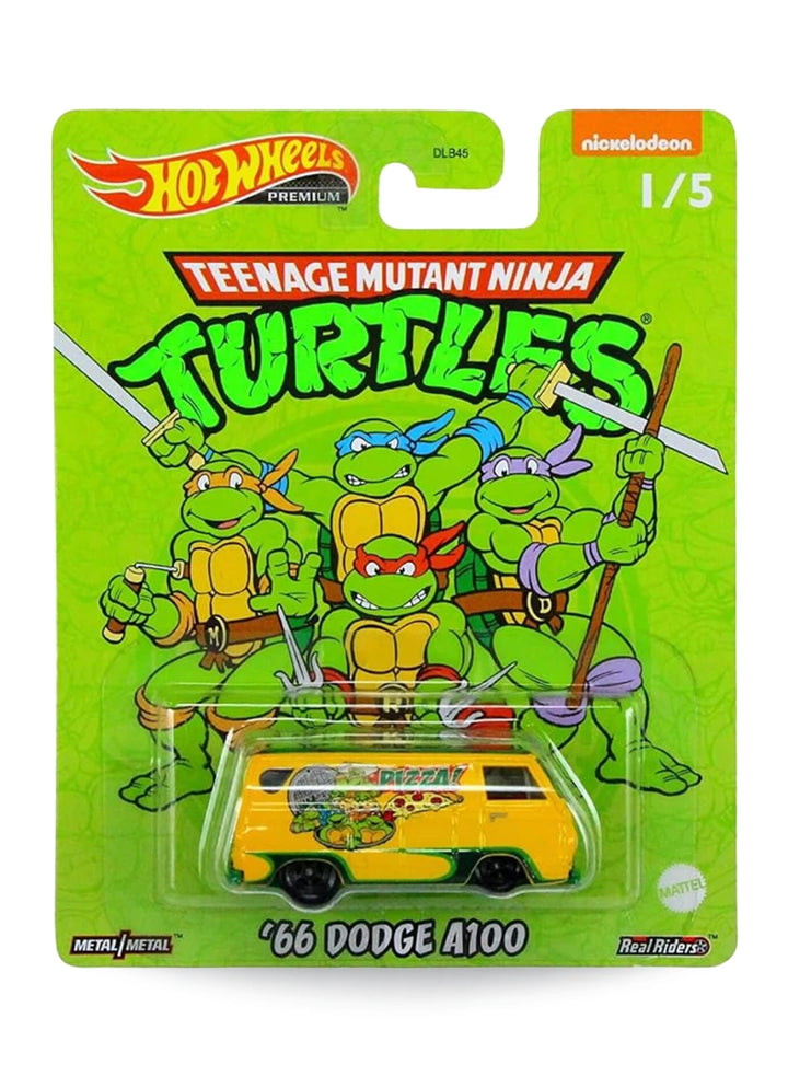 Hot Wheels Pop Culture Teenage Mutant Ninja Turtles '66 Dodge A100 1:64 scale premium diecast van mint on its original bright green group character blister card.