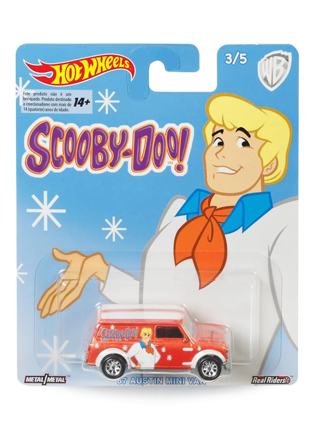 Hot Wheels Pop Culture Scooby-Doo '67 Austin Mini Van 1:64 scale premium diecast car mint on its original Fred Jones starburst blister card.