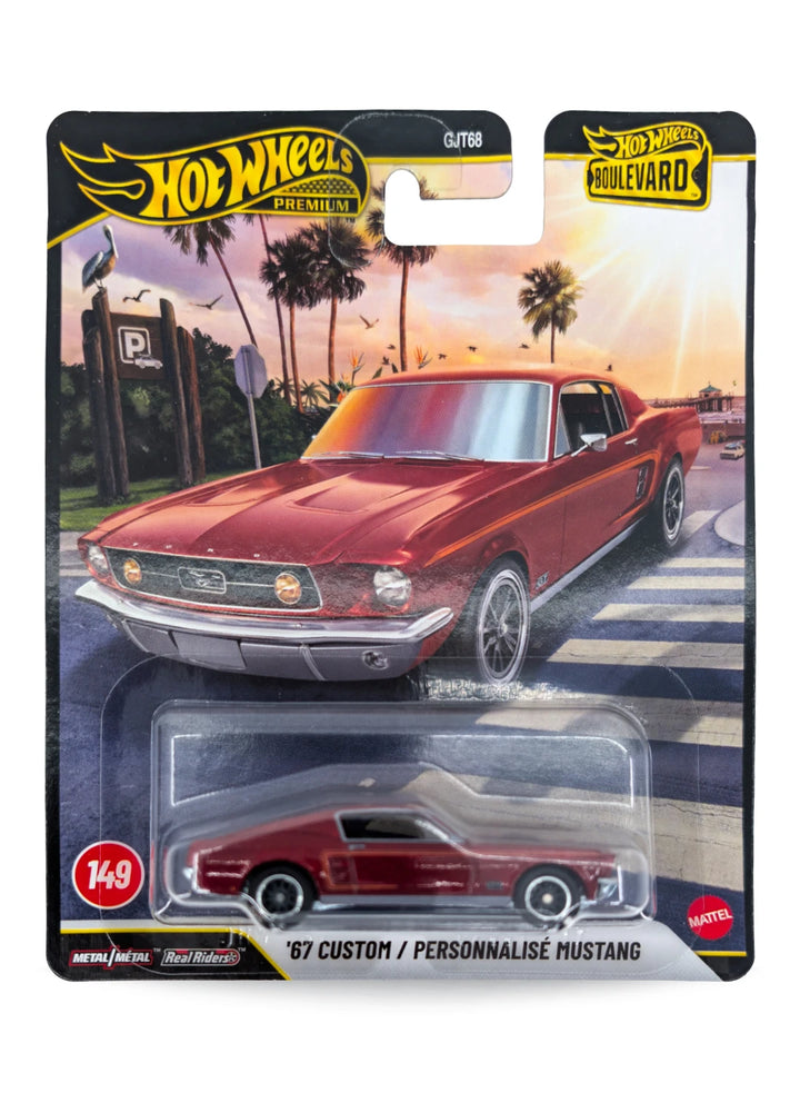 Hot Wheels Ford '67 Custom Mustang 1:64 - Metalflake Dark Red