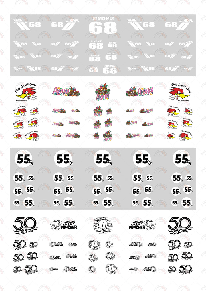 68 Black Toy car Decals