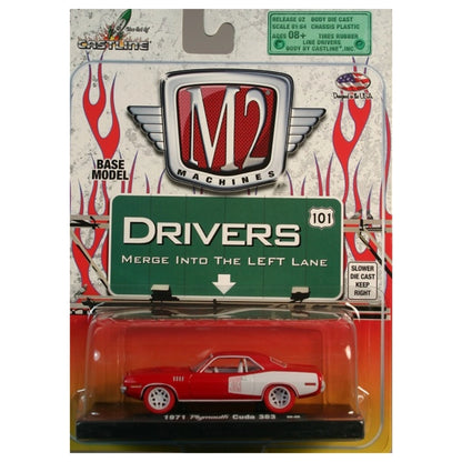 1971 Plymouth Cuda 383 - Red & White (White Side Panel, White Rims) - Blister Card