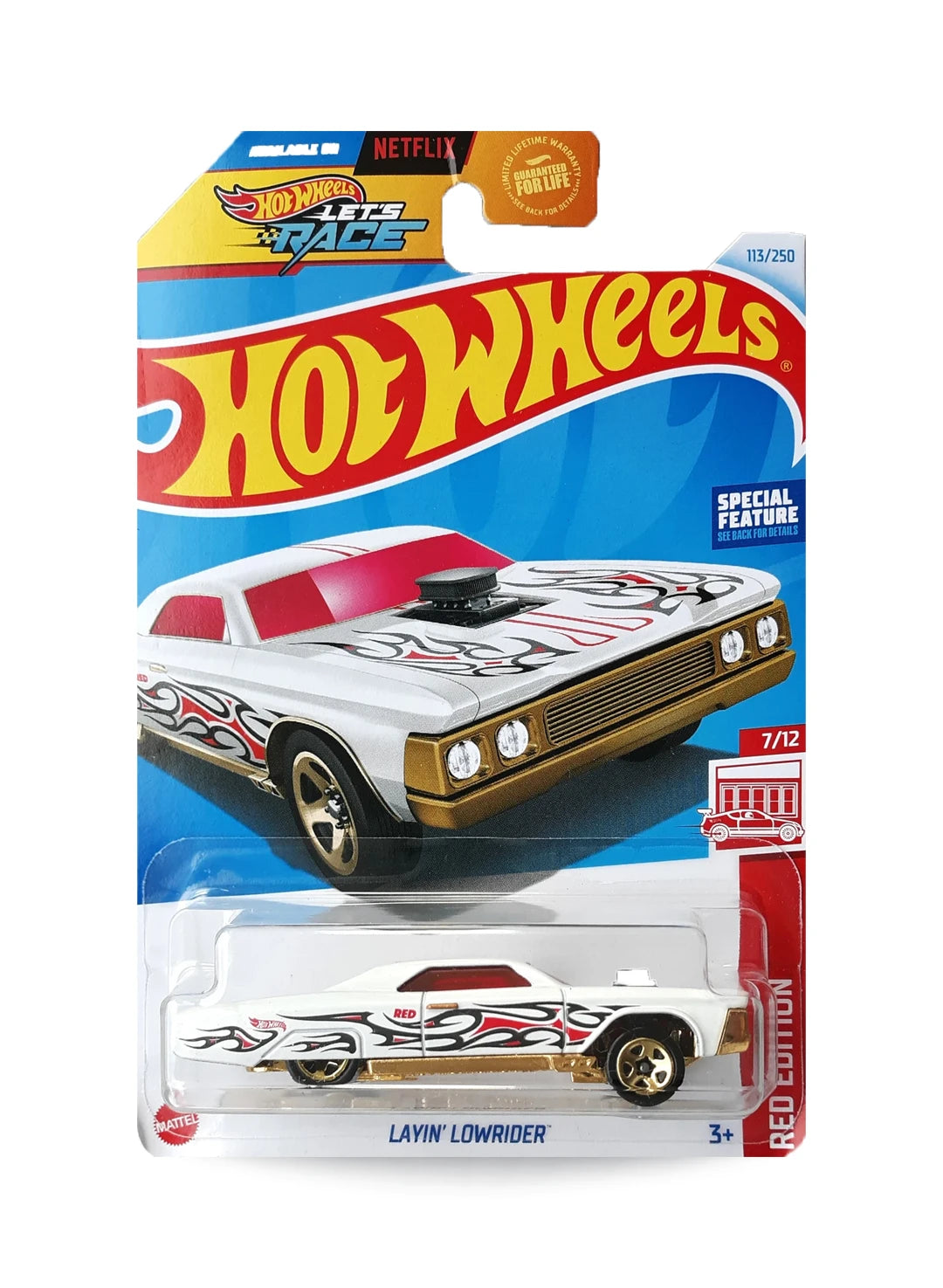 Hot Wheels Red Edition 2024 Layin' Lowrider 1:64 White