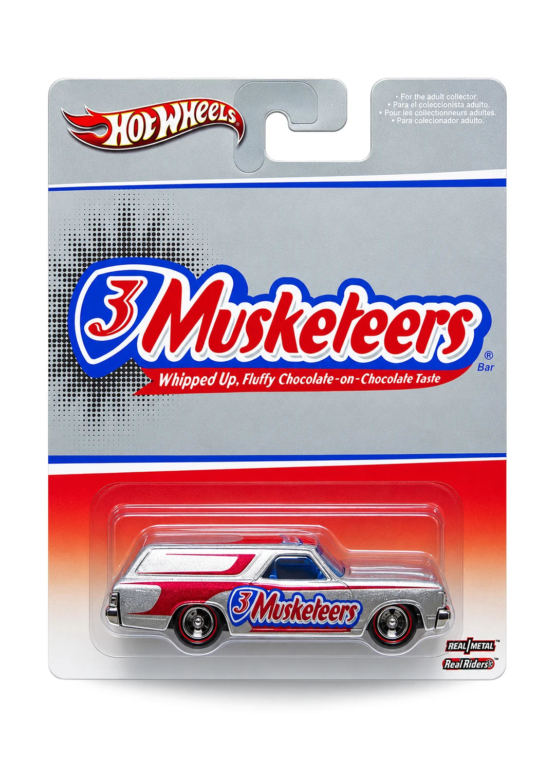 Hot Wheels Pop Culture 2013 Mars Candy 3 Musketeers '70 Chevelle Delivery 1:64 scale diecast car mint on its original branded blister card.