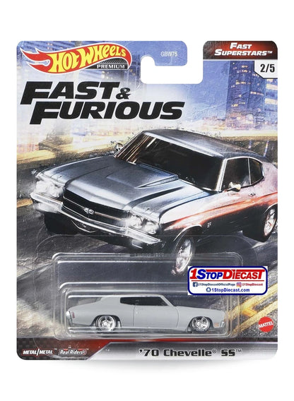 Hot Wheels Fast & Furious Premium Series Fast Superstars 2021 '70 Chevrolet Chevelle SS 1:64 – Matte Gray