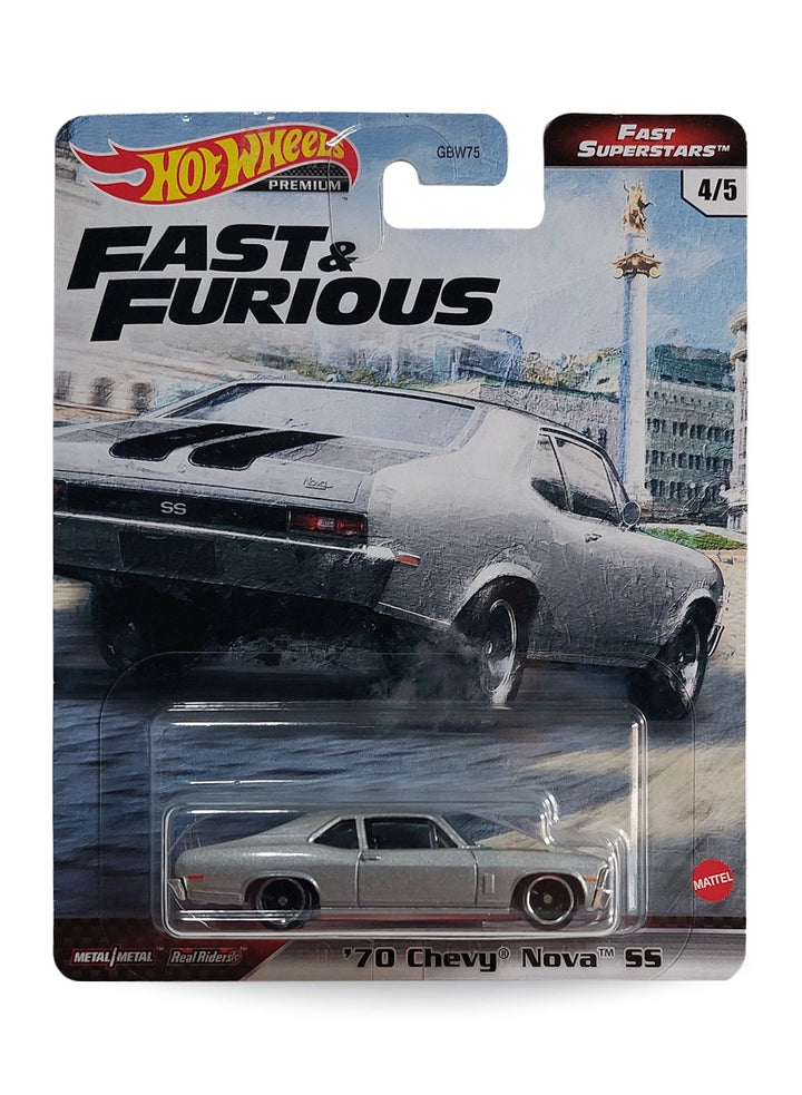 Hot Wheels Fast & Furious Premium Series Fast Superstars 2021 '70 Chevrolet Nova SS 1:64 – Metalflake Gray