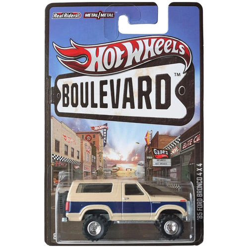 Hot Wheels 1:64 '85 Ford Bronco 4×4 Beige & Blue