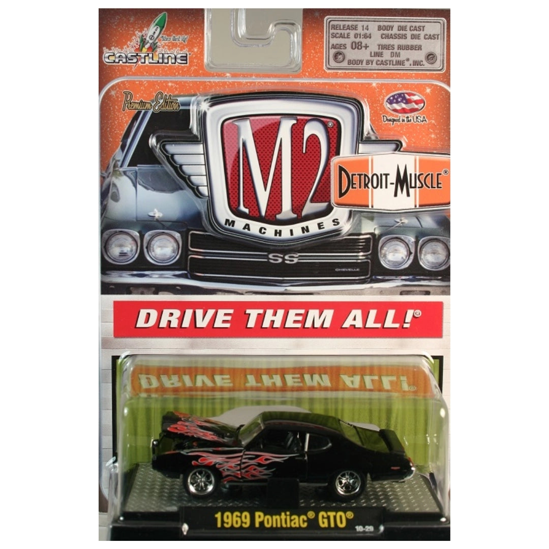 1969 Pontiac GTO - Black (Flame Livery, Clamshell Blister)