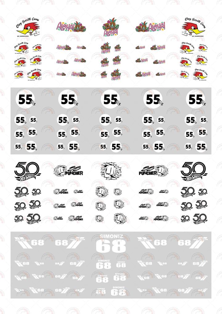 "Aloha" Toy Car Decals