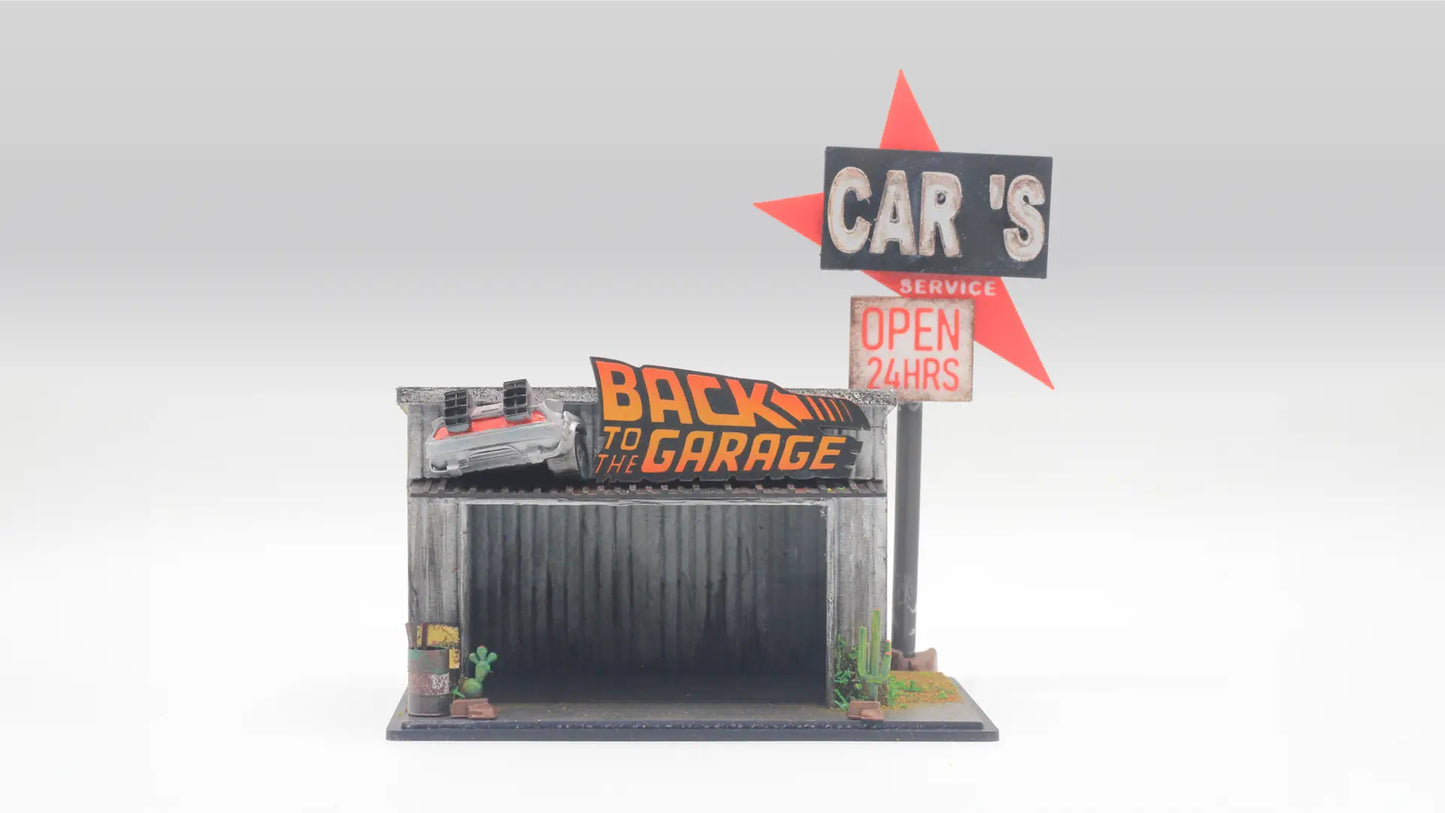 Garage Diorama Display for 1:64 Diecast Cars – Back to the Garage Scene