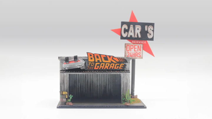 Garage Diorama Display for 1:64 Diecast Cars – Back to the Garage Scene