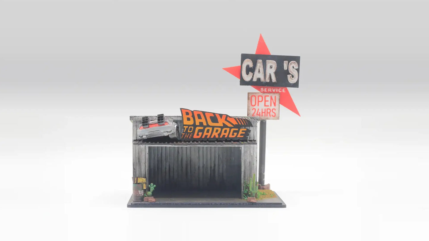 Garage Diorama Display for 1:64 Diecast Cars – Back to the Garage Scene