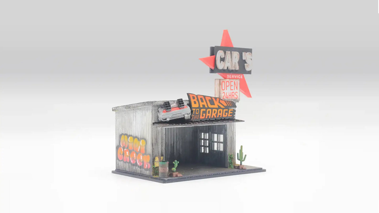 Garage Diorama Display for 1:64 Diecast Cars – Back to the Garage Scene