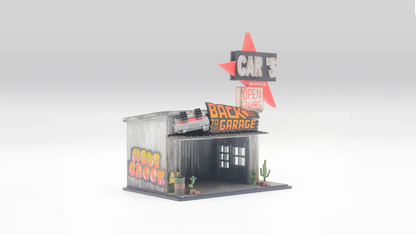 Garage Diorama Display for 1:64 Diecast Cars – Back to the Garage Scene