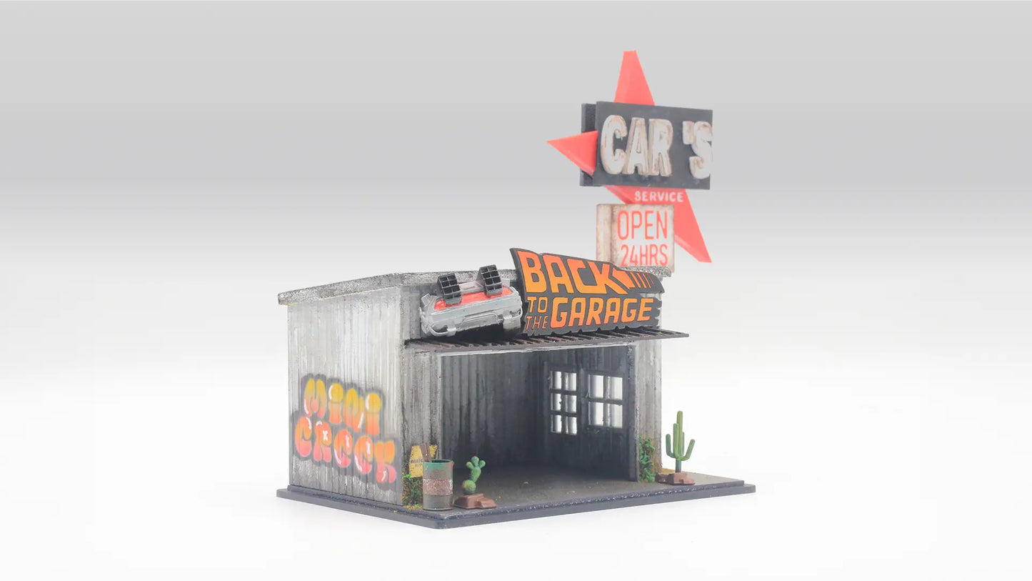 Garage Diorama Display for 1:64 Diecast Cars – Back to the Garage Scene