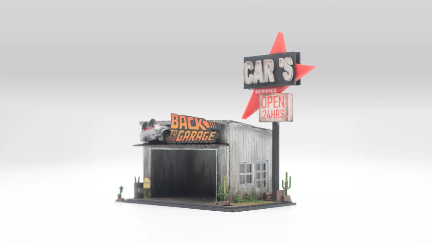Garage Diorama Display for 1:64 Diecast Cars – Back to the Garage Scene