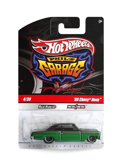 Hot Wheels Garage 2010 Chevrolet '66 Chevy Nova 1:64 – Black & Metallic Green