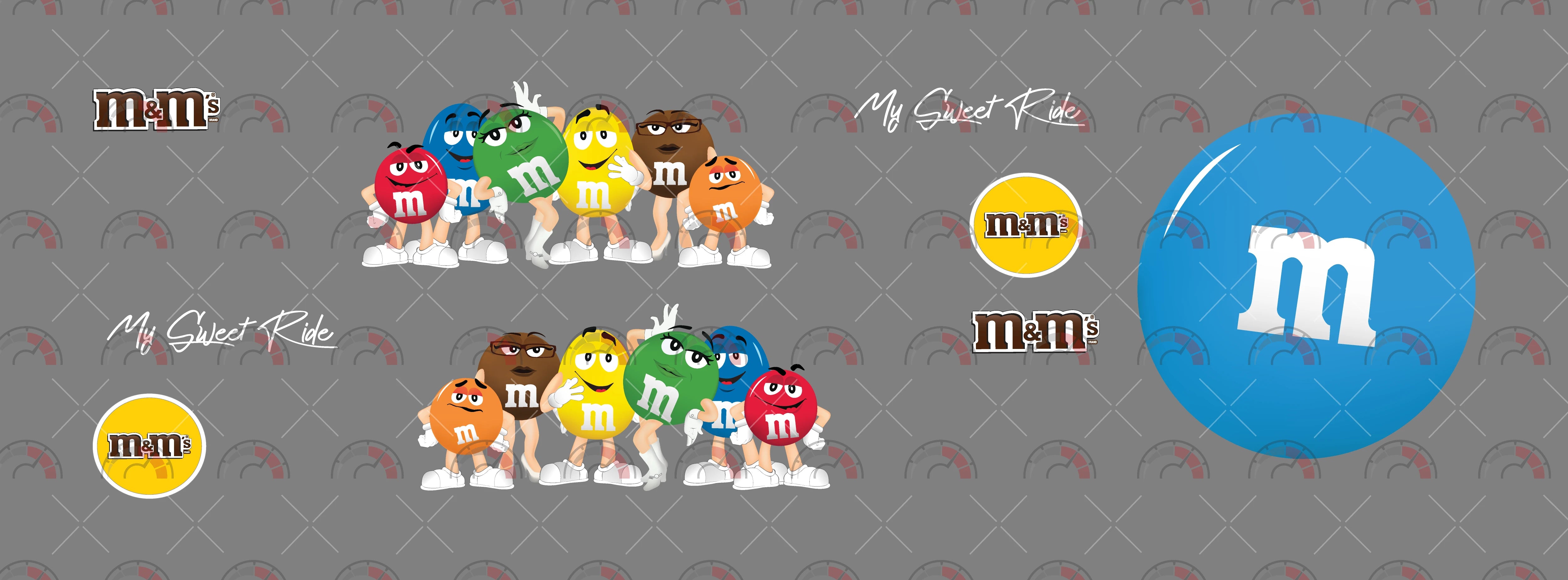 Blue M&M Custom Car Decals