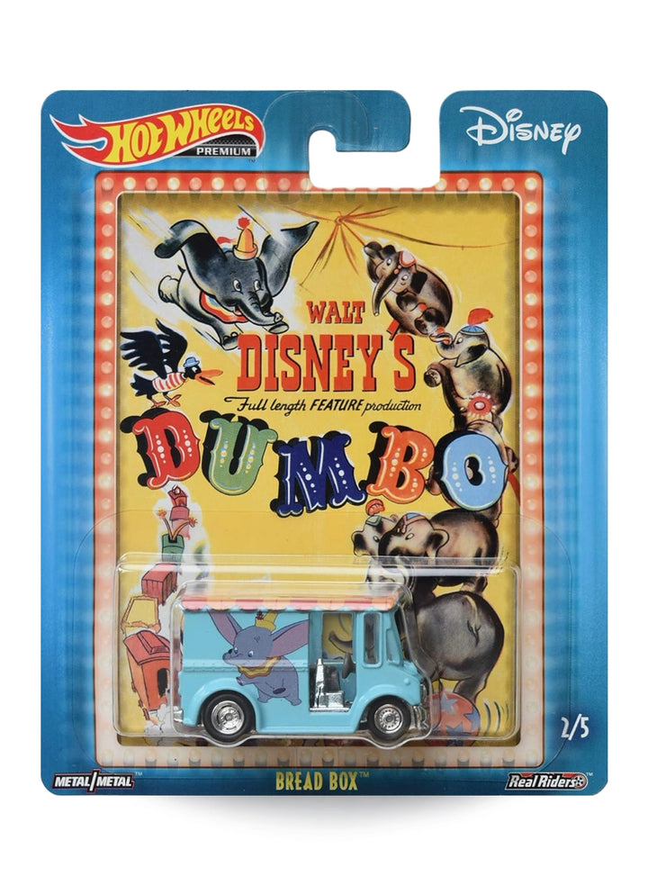 Hot Wheels Pop Culture Disney Dumbo Bread Box 1:64 scale premium diecast truck mint on retro theater marquee blister card.