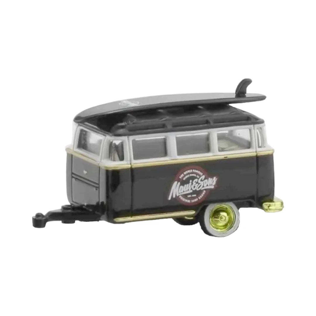 Caravan - Black Surf-Themed Livery with Roof Surfboard, Red/Silver Hubcaps, Black Bumpers, Brown Interior, Limited Edition Set Exclusive