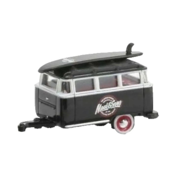 Caravan - Black Surf-Themed Livery with Roof Surfboard, Yellow Chrome Details, Beige Interior, Chase Version, Limited Edition Set Exclusive